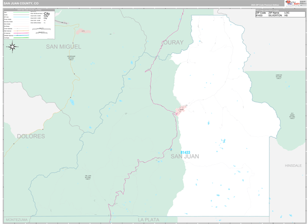 San Juan County, CO Zip Code Map